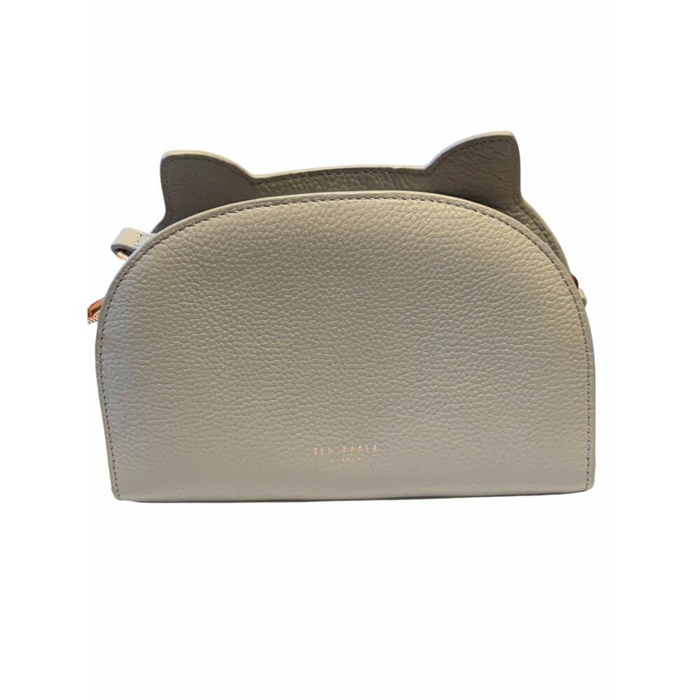 Ted Baker Cat Crossbody Bag Gray Leather Rose Gold Studded Purse Kitty - Picture 4 of 8